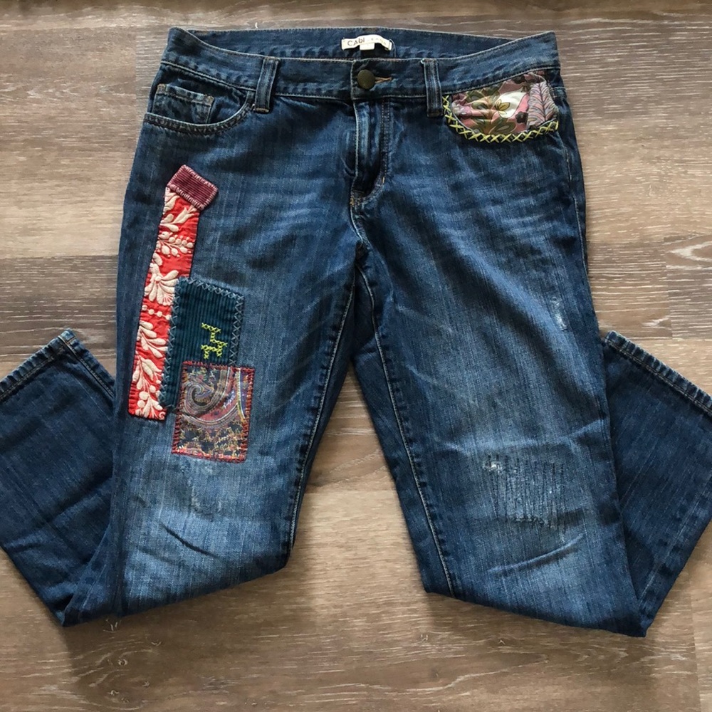 Cabi Cropped Straight Patchwork Jean Size 4